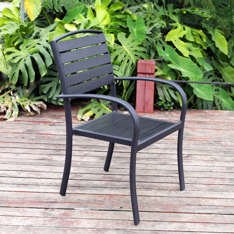 Outdoor chair courtyard plastic wood balcony leisure rattan chair leisure single iron chair outdoor backrest single chair