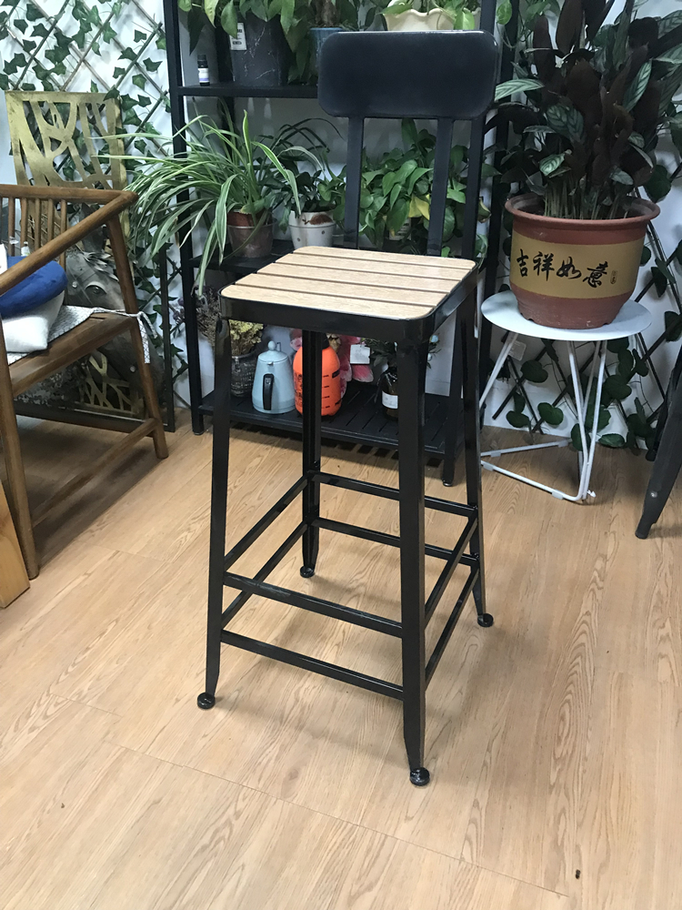 Outdoor Bar Chair American Embalming Wood Net Red Wine Bar Open Plastic Wood Bar High Foot Outdoor Villa Hotel Backrest