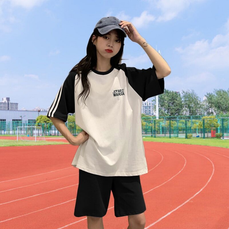 Middle School Sports Uniform, Physical Exam Sports Suit for Girls, New Summer Style, Junior High School Students, Five-Point Short-Sleeved Shorts for Running