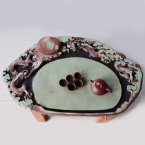 Source rhyme natural purple robe jade with stone drainage tea tray stone tea sea home minimalist tea tray Gongfu tea table tea table