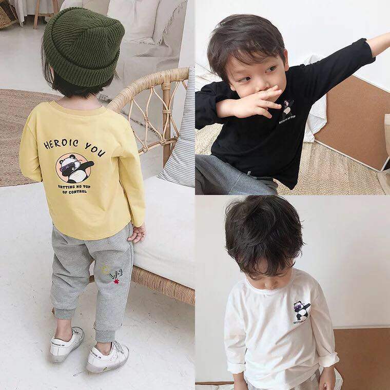 (Joe home) Spring new products male and female children pure cotton long sleeve cartoon SKR panda T-shirt children long sleeve blouses