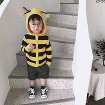 Qiao Bao autumn and winter new boys and girls bee shape three-dimensional tentacles sweater cardigan childrens cotton knitted sweater