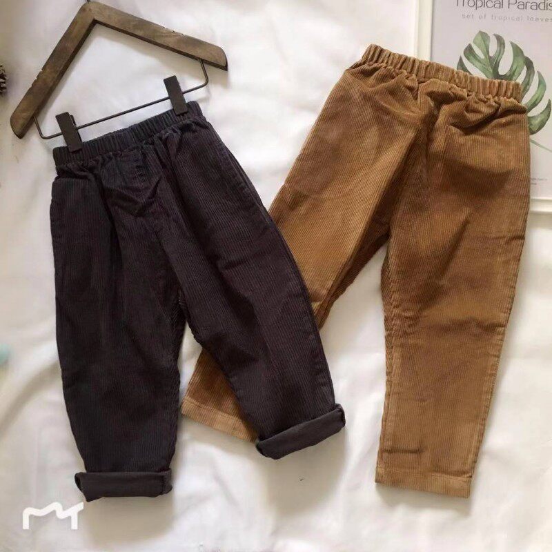 (Joe's) Spring Autumn New Products Male And Female Child Coarse Pit Strips Light Core Suede Trousers Children Casual Pants