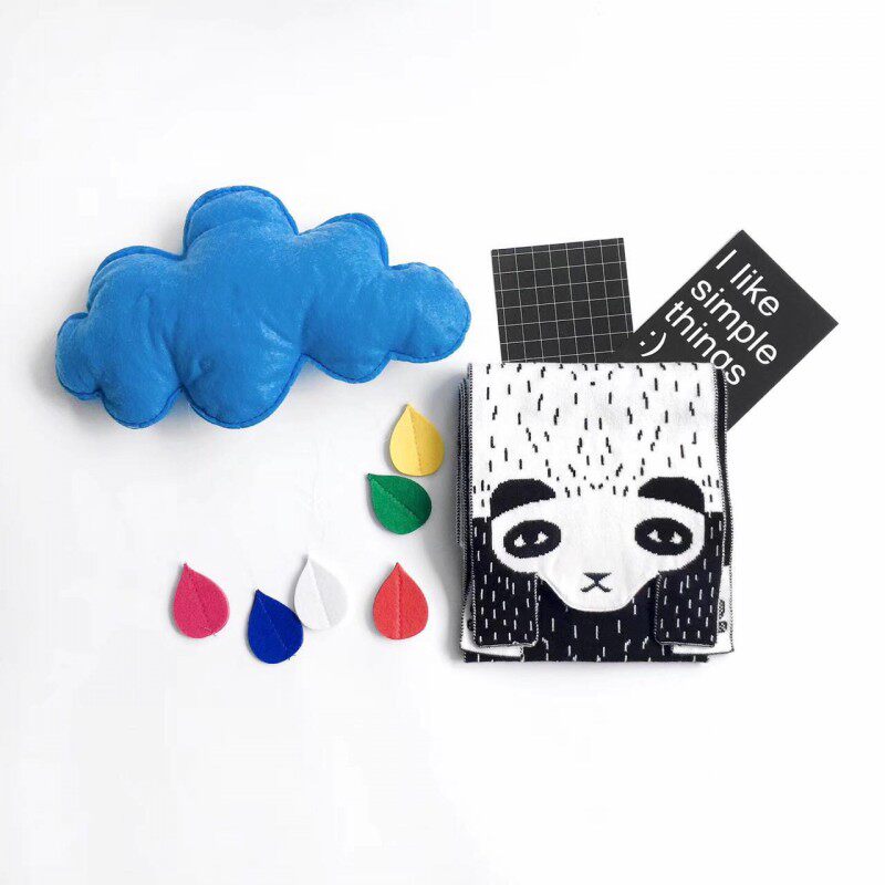 (Qiaojia) New autumn and winter cotton double-layer knitted panda shape double-sided scarf children's warm scarf