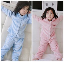 Qiao Bao Jia winter new products for boys and girls Crown styling thick flannel home clothing children soft as a cloud suit