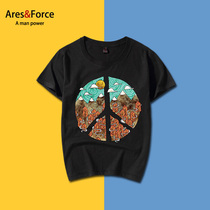 Ares & Force ethnic style short sleeve T-shirt mens summer fashion Chinese style print short sleeve large size half sleeve customization
