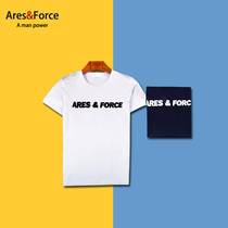 Ares & Force Tide brand original letter printing for men and women couples round neck T-shirt short sleeve plus fat enlarged half sleeve