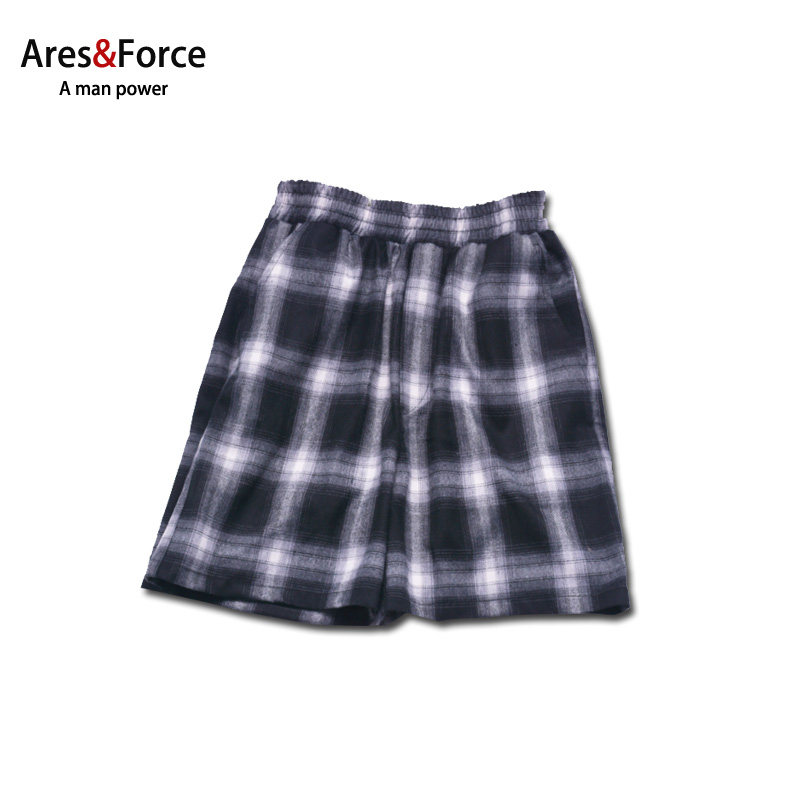 ARES&FORCE ULZZANG black and white check large size 5 trouser couple chic retro loose casual men