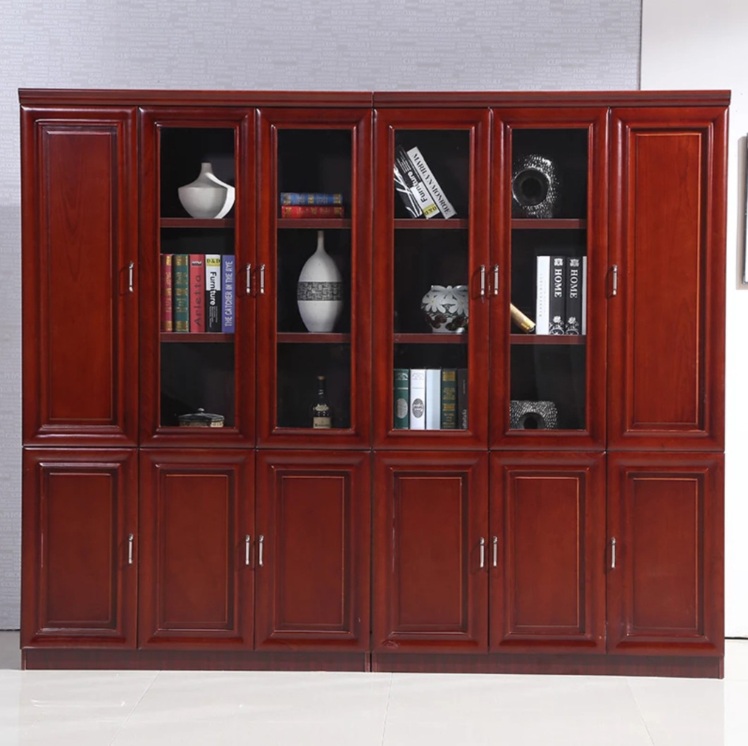 Office furniture Paint Bookcase Wood Office Cabinet Post Solid Wood Leather Bookcase Floor Cabinet File Cabinet Information Cabinet