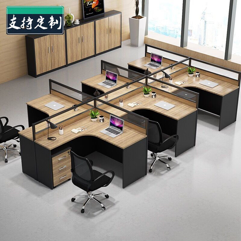 Desk minimalist modern office furniture 46 People's booth Screen Cassette Partition Employee Staff Desk Chair Combination