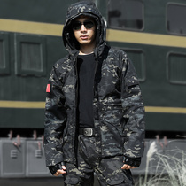 Tactical camouflage jacket mens and womens three-in-one plus velvet thickened windproof jacket mountaineering suit autumn and winter waterproof military cotton clothing