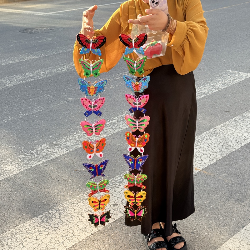 Xiqin Embroidered Butterfly Handmade Pendant Home Fabric Hanging Ornament High-End Gift