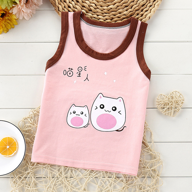 Bông childrens vest đầu cô gái chàng trai mùa hè không tay bông Sidon trắng dưới màu bông xe.