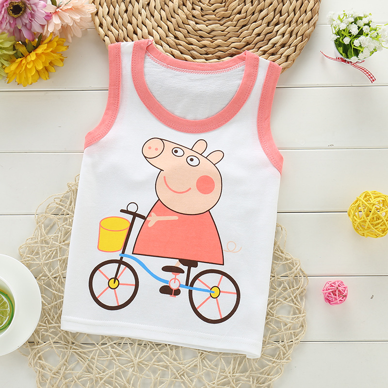 Bông childrens vest đầu cô gái chàng trai mùa hè không tay bông Sidon trắng dưới màu bông xe.