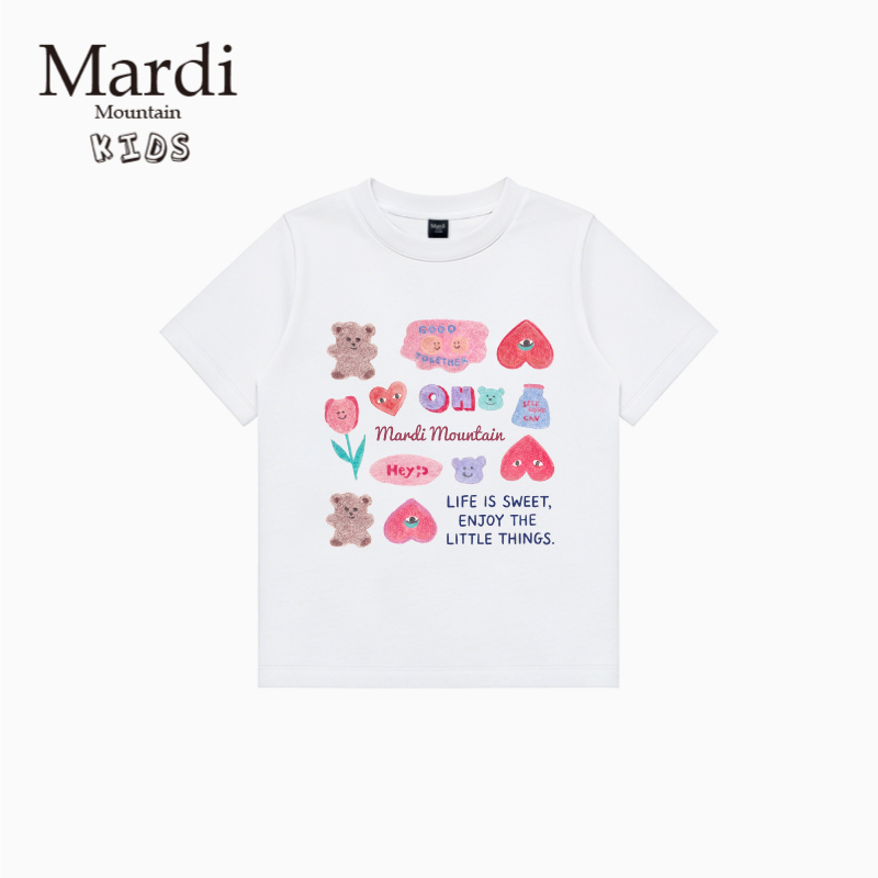 Korean New Mardi Mountain Unisex Children's Clothing 2026 Summer Short-Sleeved Printed Cotton T-Shirt Korean New Mardi Mountain Unisex Children's Clothing 2026 Summer Short-Sleeved Printed Cotton T-Shirt