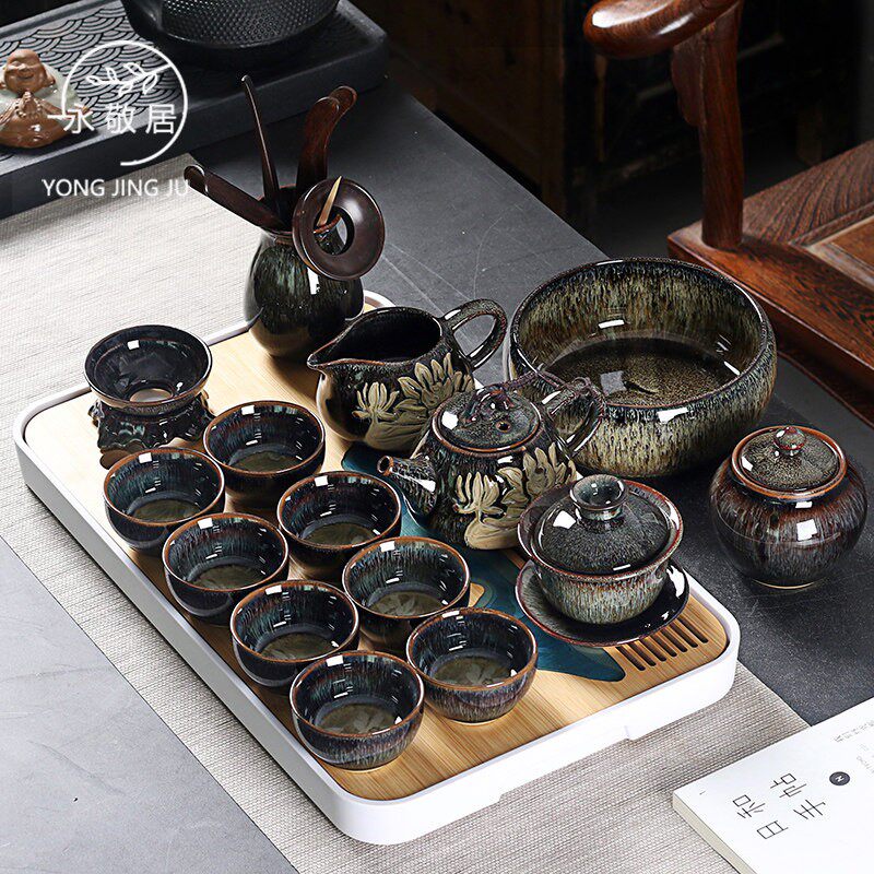 Yongjing Residence Chinese Junkkiln Teapot Cover Bowl Ceramic Tea Cup Kongfu Tea Furniture Set Group Home Kilns to build a whole set
