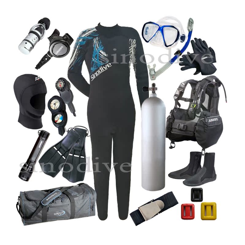 Taiwan aquatec Leisure water lung suit diving whole set of equipment training diving training diving suit