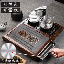 Small tea table kettle integrated black gold stone small tea tray set fully automatic integrated household with drainage