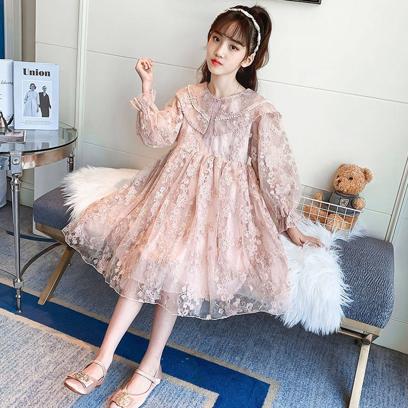 NEXT LONG girl's dress for spring clothing 2022 spring autumn new fluffy yarn skirt Children's princess dress