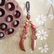 Peach wood key buckle tap knife sword Zhu sand car key pendant male and female ornament peach nuclear This year