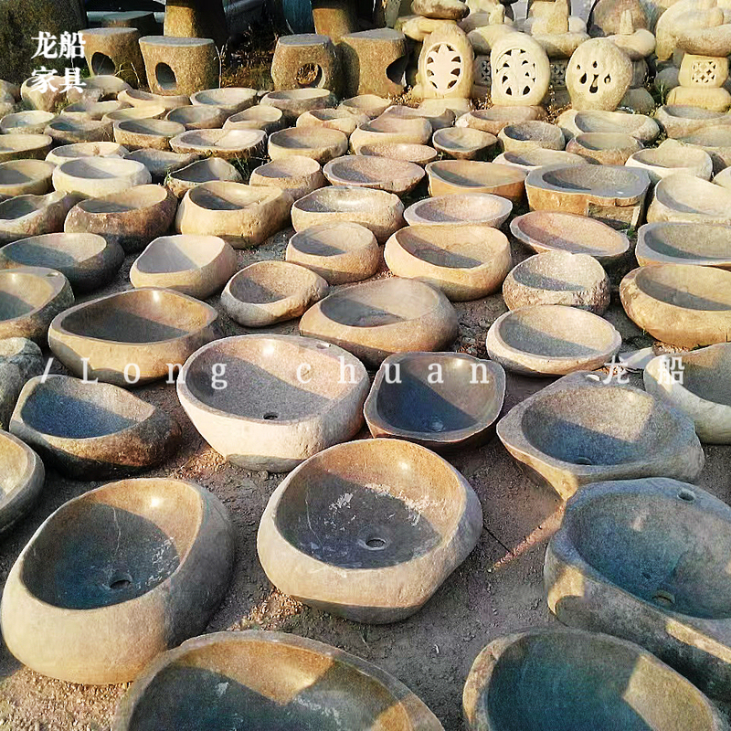 Natural Pebble Countertop Basin, Vintage Stone Washbasin for Bathroom, Outdoor Yard Stone Washbasin, Fish Pond Natural Pebble Countertop Basin, Vintage Stone Washbasin for Bathroom, Outdoor Yard Stone Washbasin, Fish Pond