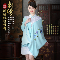 Shu embroidered handmade cashmere embroidery flowers warm and large shawl shoulder to go abroad Business Chinese New Years Eve gift to the foreigners