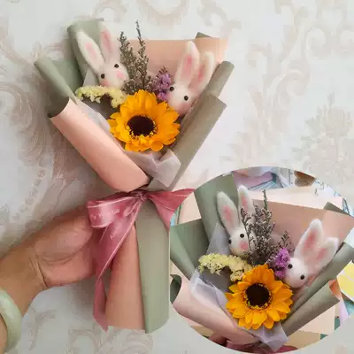 教师节单支向日葵花束肥皂花仿真花干花卡通公仔节日活动礼物儿童