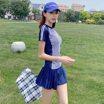 Swimsuit female two-piece student Conservative split 2021 new summer Korean ins skirt belly thin swimsuit