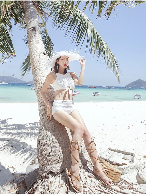 Bộ bikini bikini của phụ nữ cao eo trắng ngực nhỏ thu thập 2019 Hàn Quốc Ins áo tắm gió chia hai bộ - Bikinis áo tắm đẹp 2021