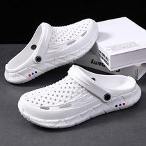 Hole shoes mens 2022 summer new anti-skid outdoor wear-resistant soft bottom beach thick bottom dual-use Baotou slippers men