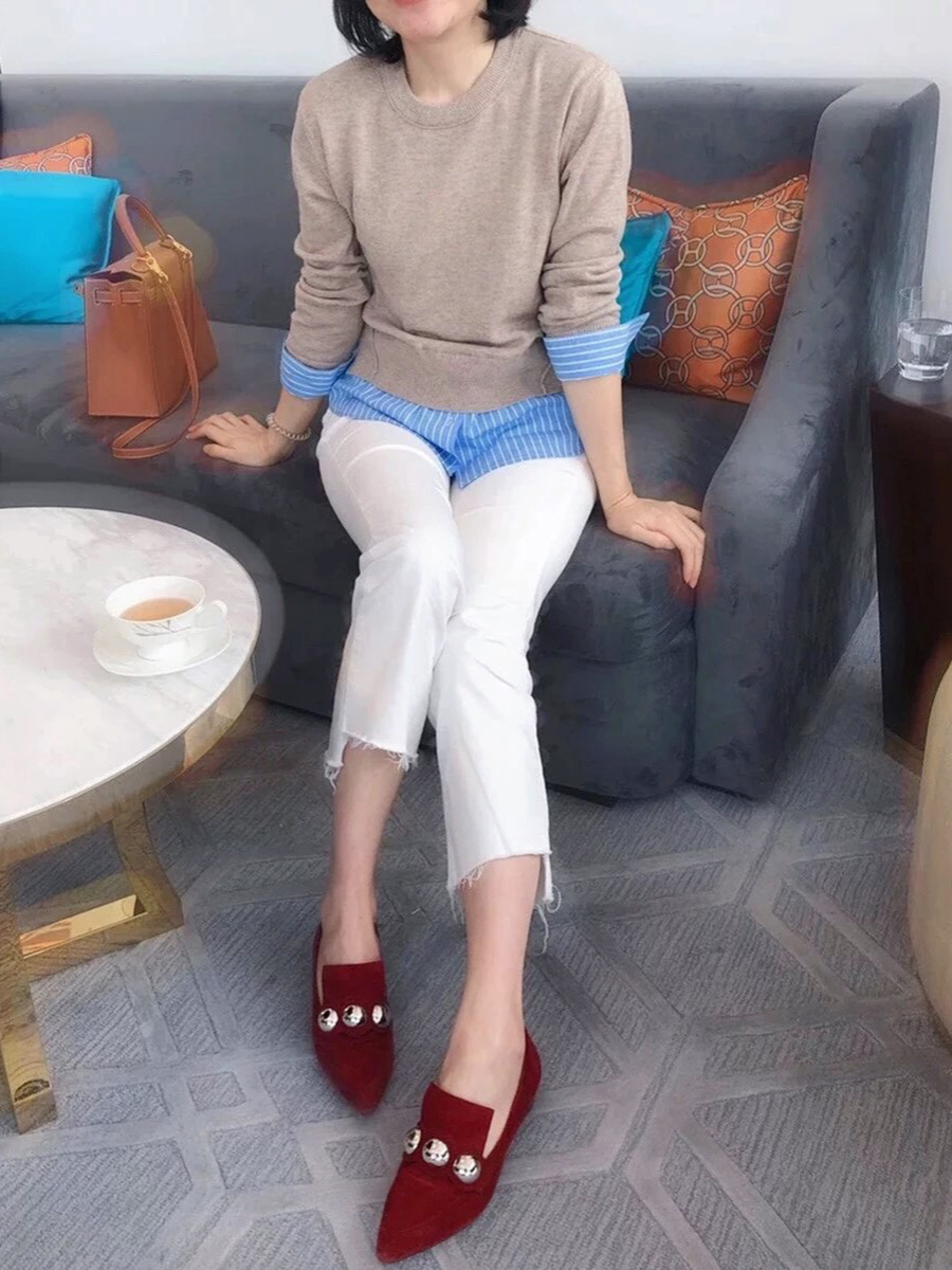 I'm Capricorn, micro-la, nine-point jeans, high-waisted, straight, thin, practical and versatile