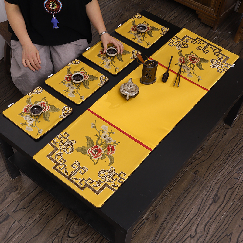 New Chinese tea few flags Zen Chinese style modern minimal tea table cloth anti-slip thickness insulation customization