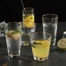 (Single pack)Hammer pattern cup Hammer mesh pattern cup Gold edge transparent glass ins wind Japanese-style water cup Household