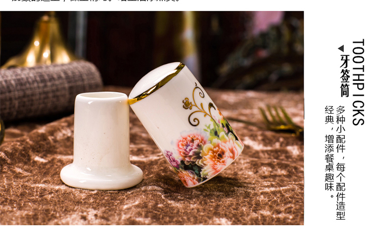 Bộ phận Jingdezhen bộ đồ ăn xương Trung Quốc DIY bộ đĩa vàng đặt bộ đồ ăn cao cấp châu Âu kết hợp miễn phí hộ gia đình - Đồ ăn tối đĩa sứ trắng