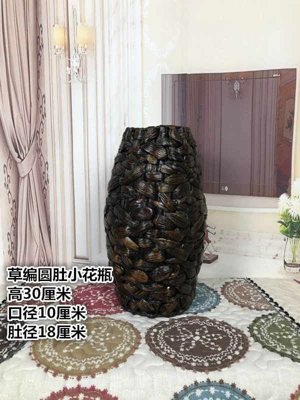 Mây sắt giả gỗ bình gốm phòng khách hoa khô cắm hoa sàn lớn bình hoa trang trí nhà trang trí hoa - Vase / Bồn hoa & Kệ