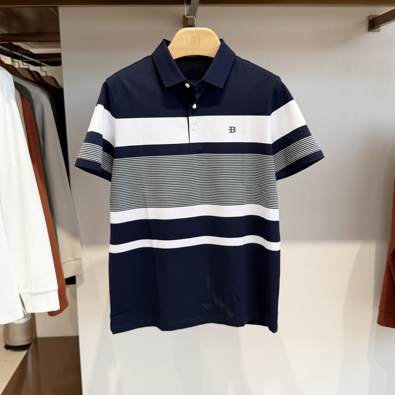 Bosssunwen Men's Summer Striped Cool Breathable Casual Versatile Men's Polo Shirt Short Sleeve Bosssunwen Men's Summer Striped Cool Breathable Casual Versatile Men's Polo Shirt Short Sleeve