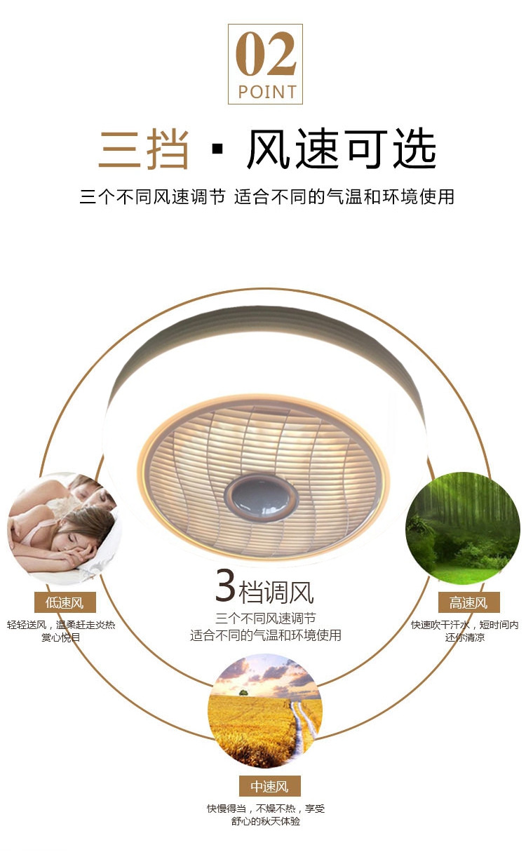 Quạt trần Ánh sáng Trần Phòng ngủ Phòng Im lặng Quạt trần mạnh mẽ với đèn LED Lưu thông không khí - Quạt điện quạt điều hòa sunhouse shd7721