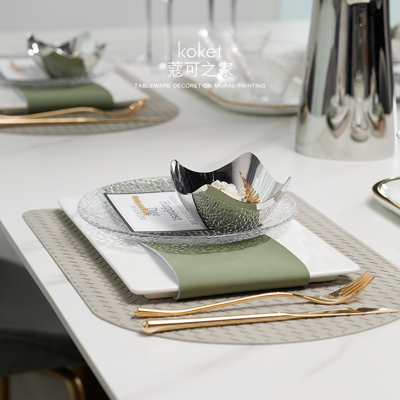 Koket Koket Nordic model room creative decorative plate soft-packed exhibition hall table glass plate sample room tableware