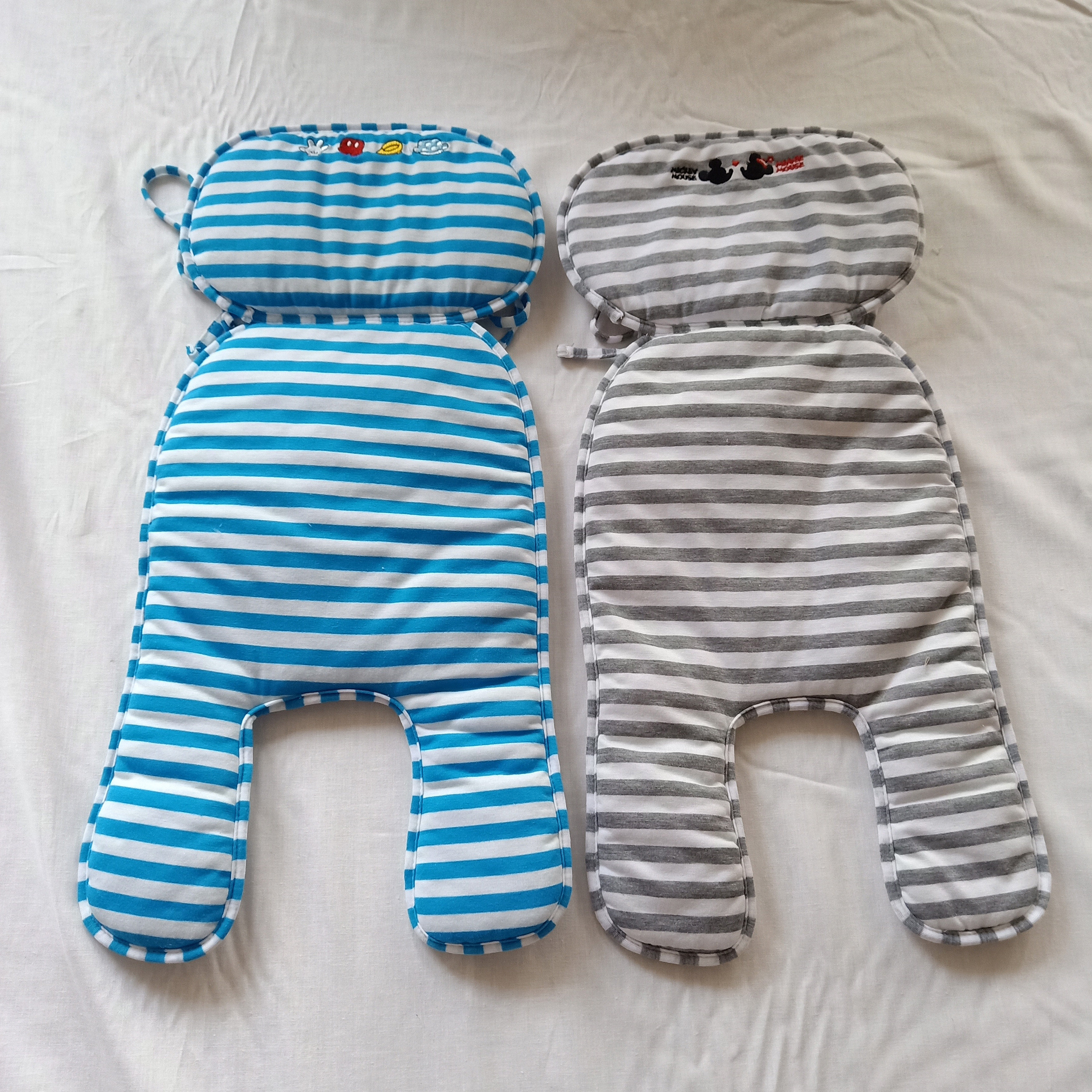 Baby Blue Grey Striped Small Number Chair Cushion Two Sets Stroller Safety Seat Umbrella Car Dining Chair Cushion Cotton Mats Universal