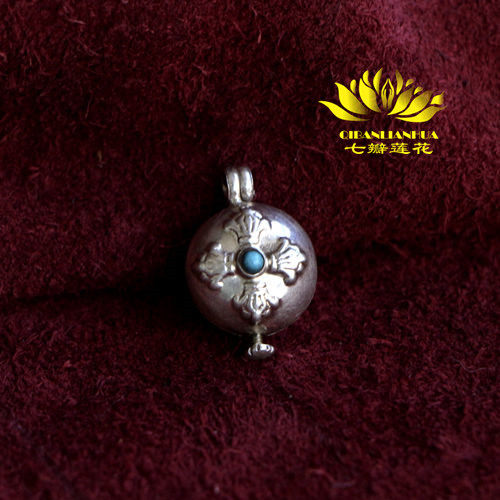 (Lotus) Nepalese handicraft sterling silver cross Diamond pestle small garb box symbol