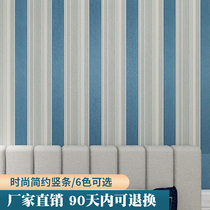 Nordic ins non-woven wallpaper minimalist modern bedroom living room background wall blue vertical stripes European wallpaper