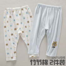 Summer childrens home pants thin cotton pajama pants male baby loose pajama pants pants anti-mosquito breathable