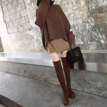 2021 new turtleneck sweater small man top temperament autumn and winter loose thin knitwear womens suit skirt