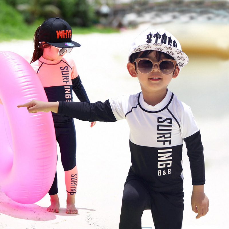 Áo tắm cho trẻ em trai Chia tay áo dài Quần chống nắng Big Boy Nhanh chóng lặn phù hợp với học sinh Baby Spa Đồ bơi - Bộ đồ bơi của Kid bikini bé gái