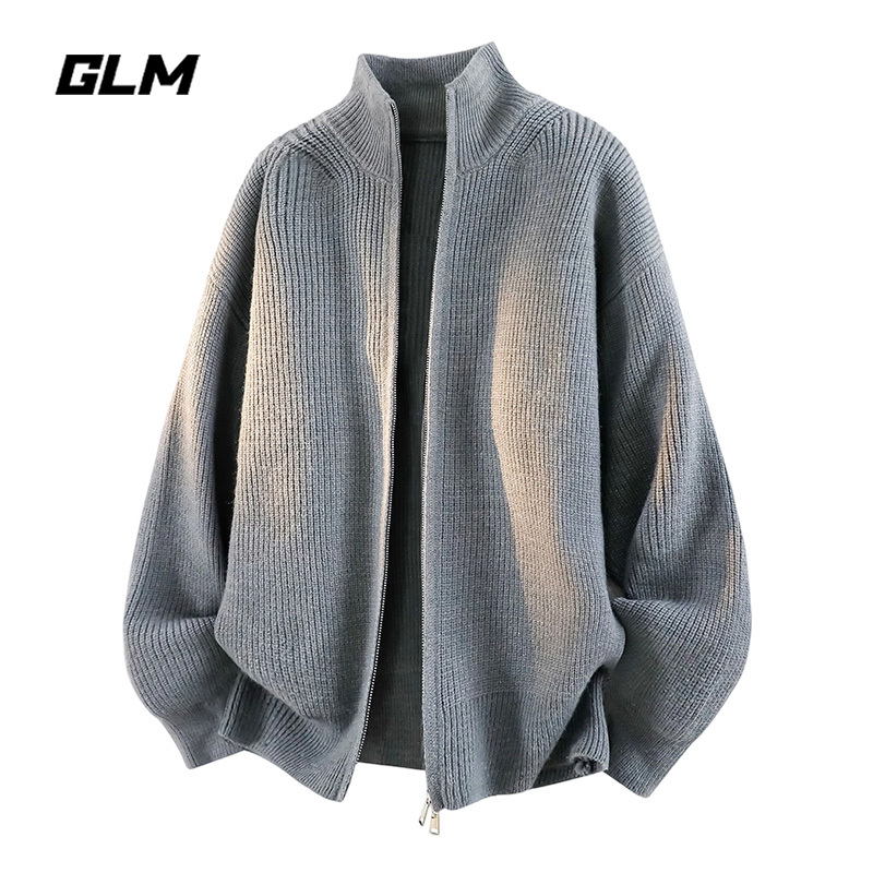 Glm Official Authentic Old Money Style Cleanfit Stand Collar Zipper Cardigan Sweater Men's Spring and Summer American Style Knitwear