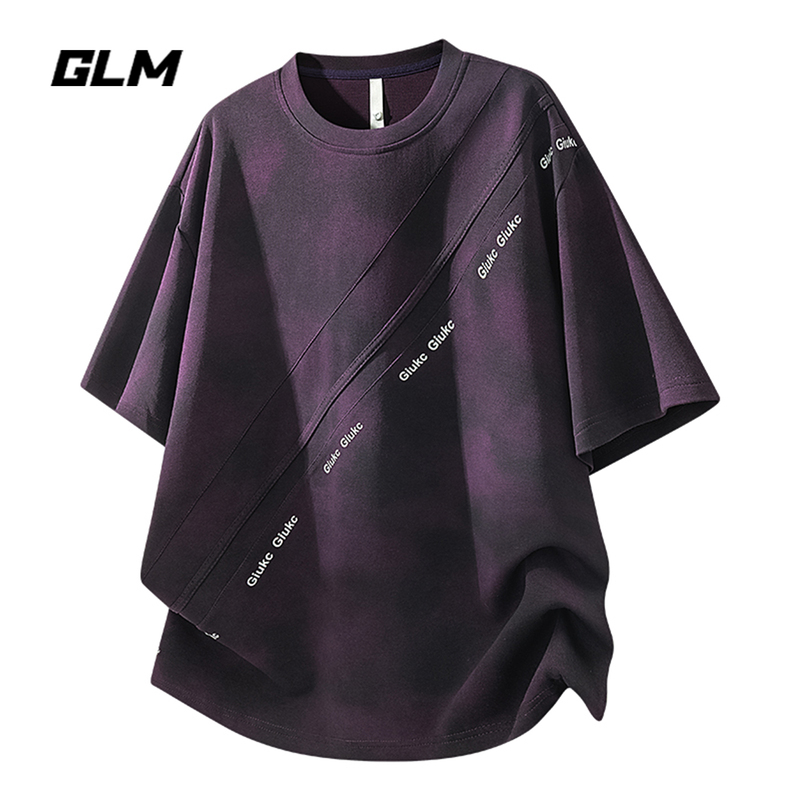 Glm Official Authentic American High Street Casual Sports Plus-Size Short-Sleeved Purple T-Shirt for Men Summer 2026 Summer Top