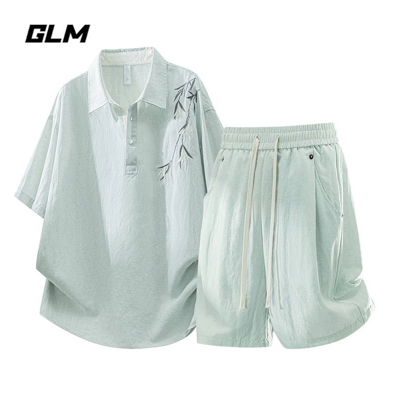 Glm Official Authentic New Chinese-Style Lyocell Tencel Linen Suit for Men, Summer 2026 Super Trendy Outfit Set