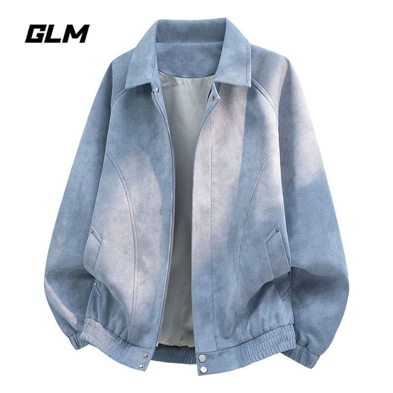 Glm Official Genuine Suede Lapel Jacket New American Retro Men's Chic Style Light-Colored Jacket Spring and Summer
