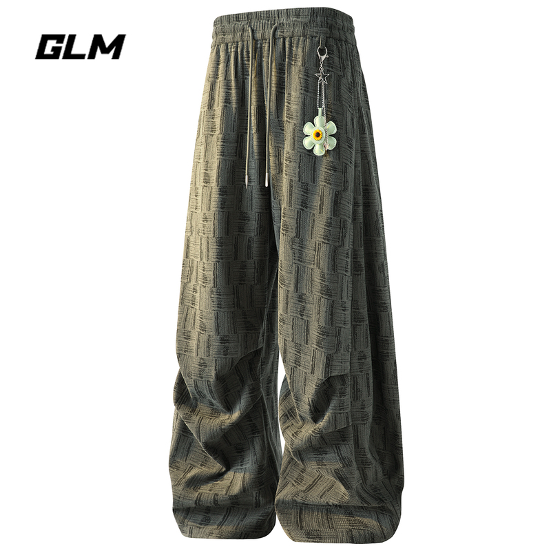 Glm Official Genuine Green Old Money Style American Tie-Dye Plaid Casual Pants Men's Summer New 2026 Pants Glm Official Genuine Green Old Money Style American Tie-Dye Plaid Casual Pants Men's Summer New 2026 Pants