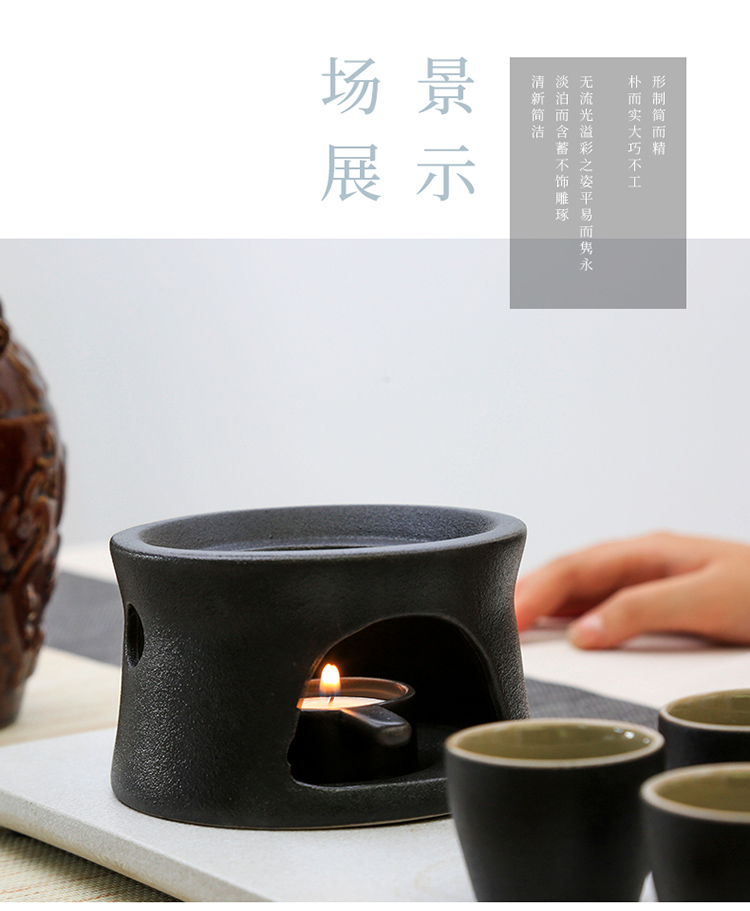 Gốm đen đôi rồng nến ấm rượu lẩu nồi lẩu gốm sứ sưởi ấm rượu vang vàng chia rượu vang cốc uống rượu
